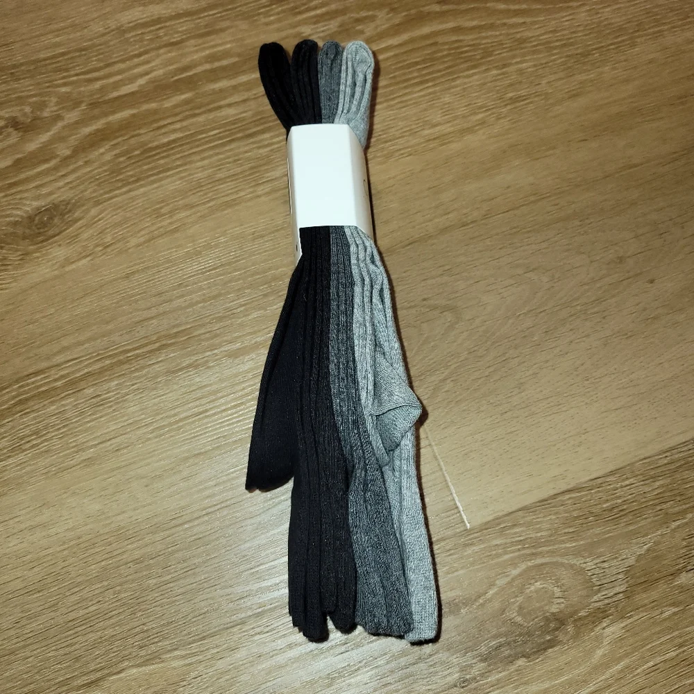 Calvin Klein Combed Mens Cotton Dress Socks 4 Pack Solid Grey Black New